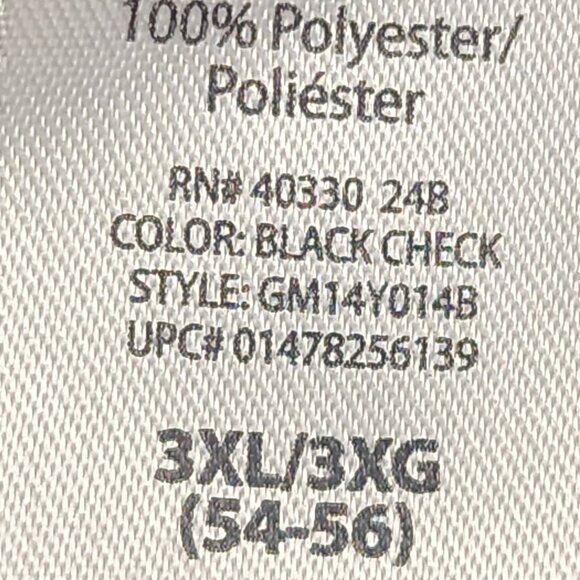 George Black Grey Check Poly SS Button Chest Pocket Button Up Shirt Sz 3XL 54-56 - Picture 14 of 16